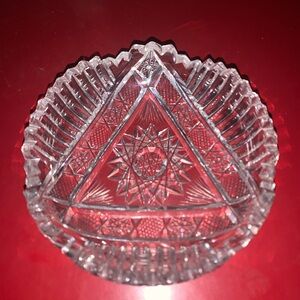 Crystal Clear Decorative Bowl American Brilliant Period Antique VCut Crystal